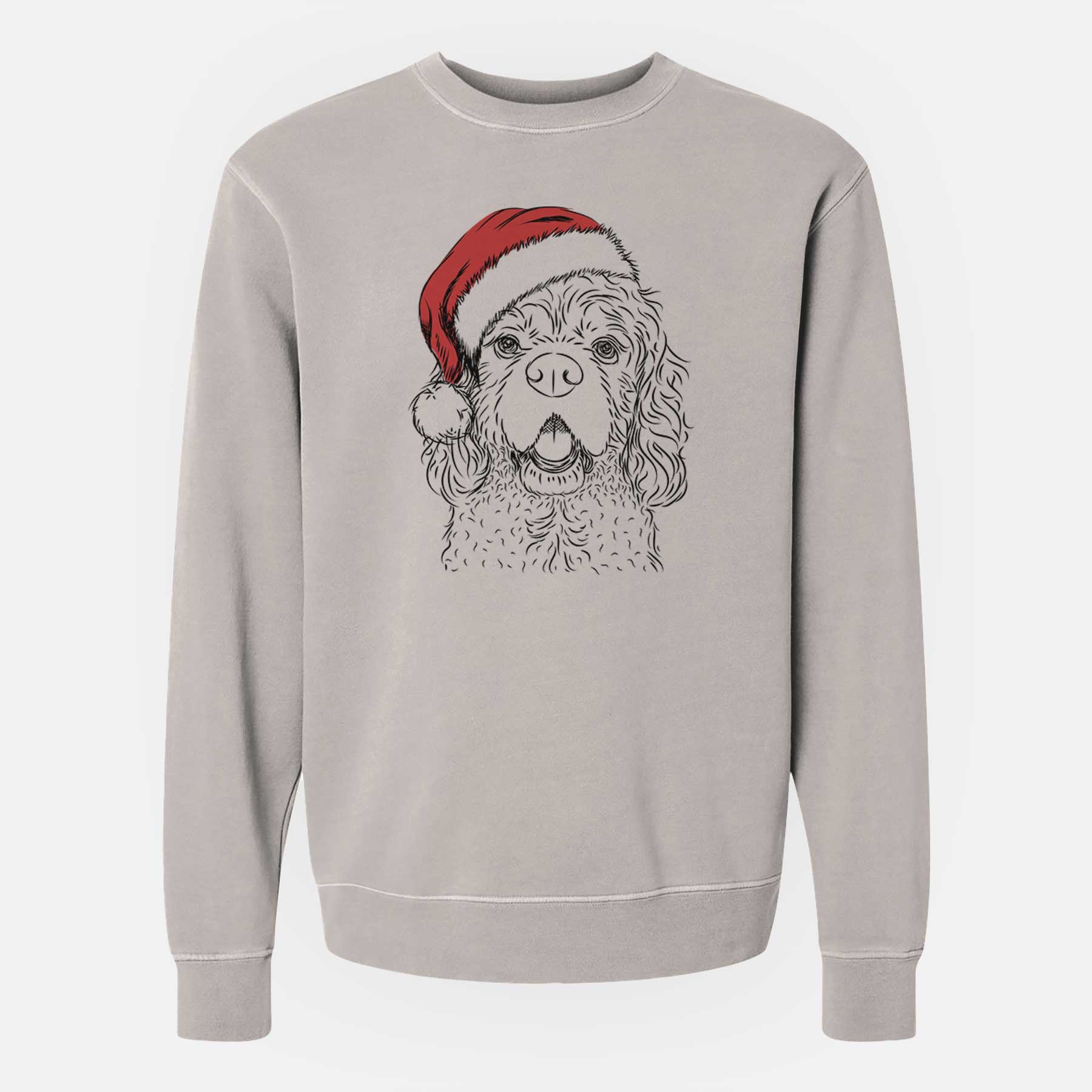 Santa Casey the American Cocker Spaniel - Unisex Pigment Dyed Crew Sweatshirt