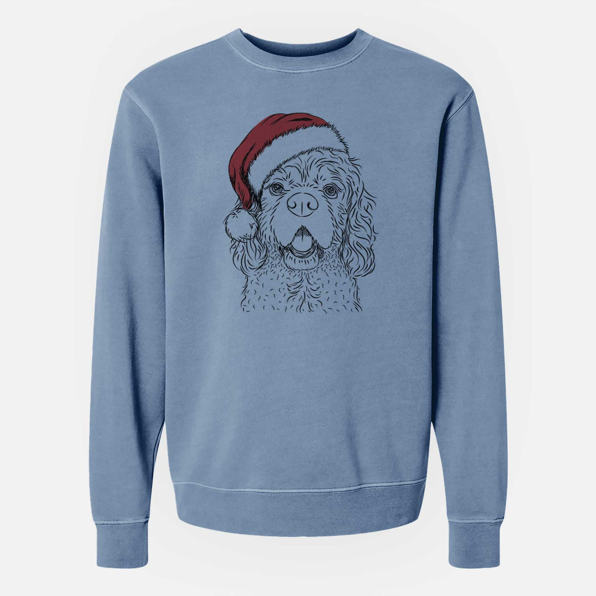 Santa Casey the American Cocker Spaniel - Unisex Pigment Dyed Crew Sweatshirt