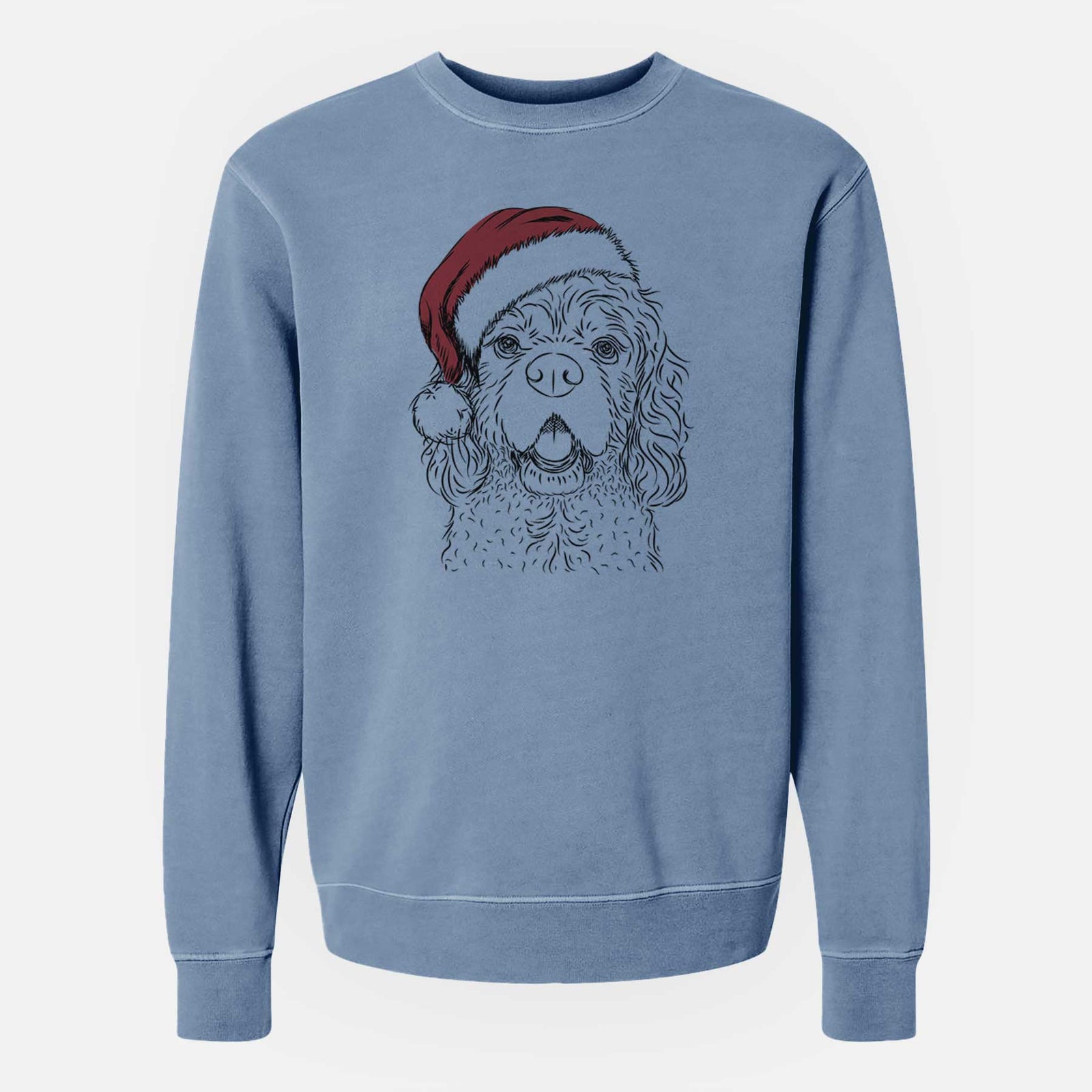 Santa Casey the American Cocker Spaniel - Unisex Pigment Dyed Crew Sweatshirt
