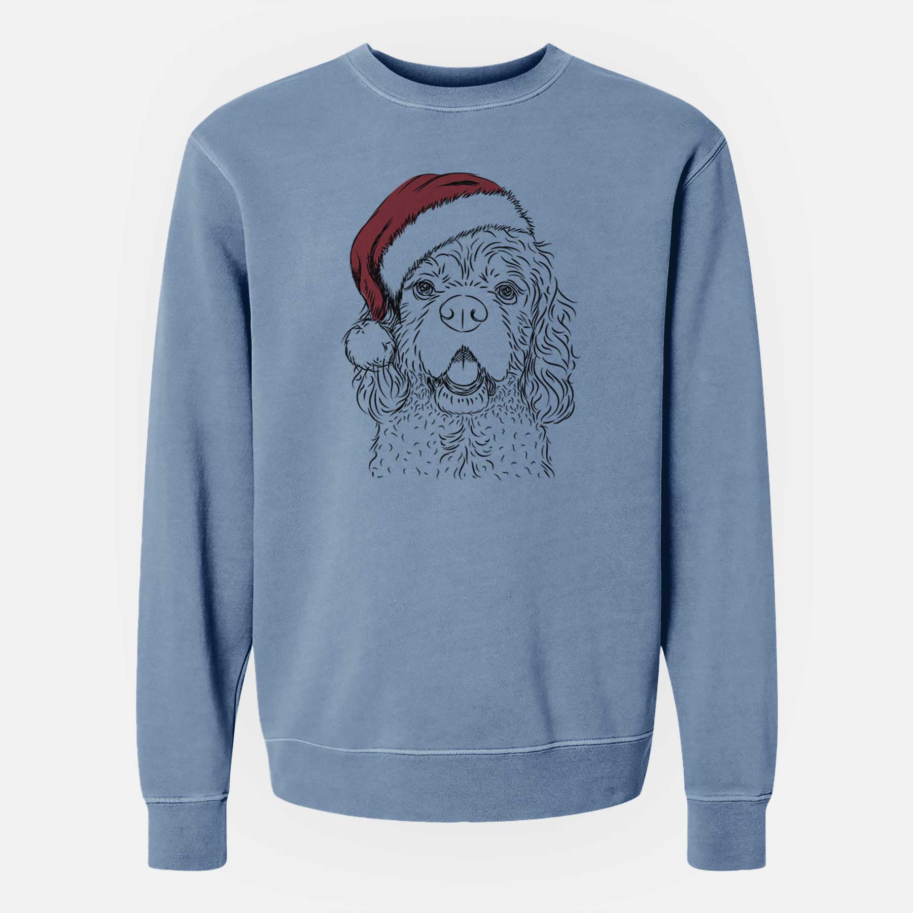 Santa Casey the American Cocker Spaniel - Unisex Pigment Dyed Crew Sweatshirt