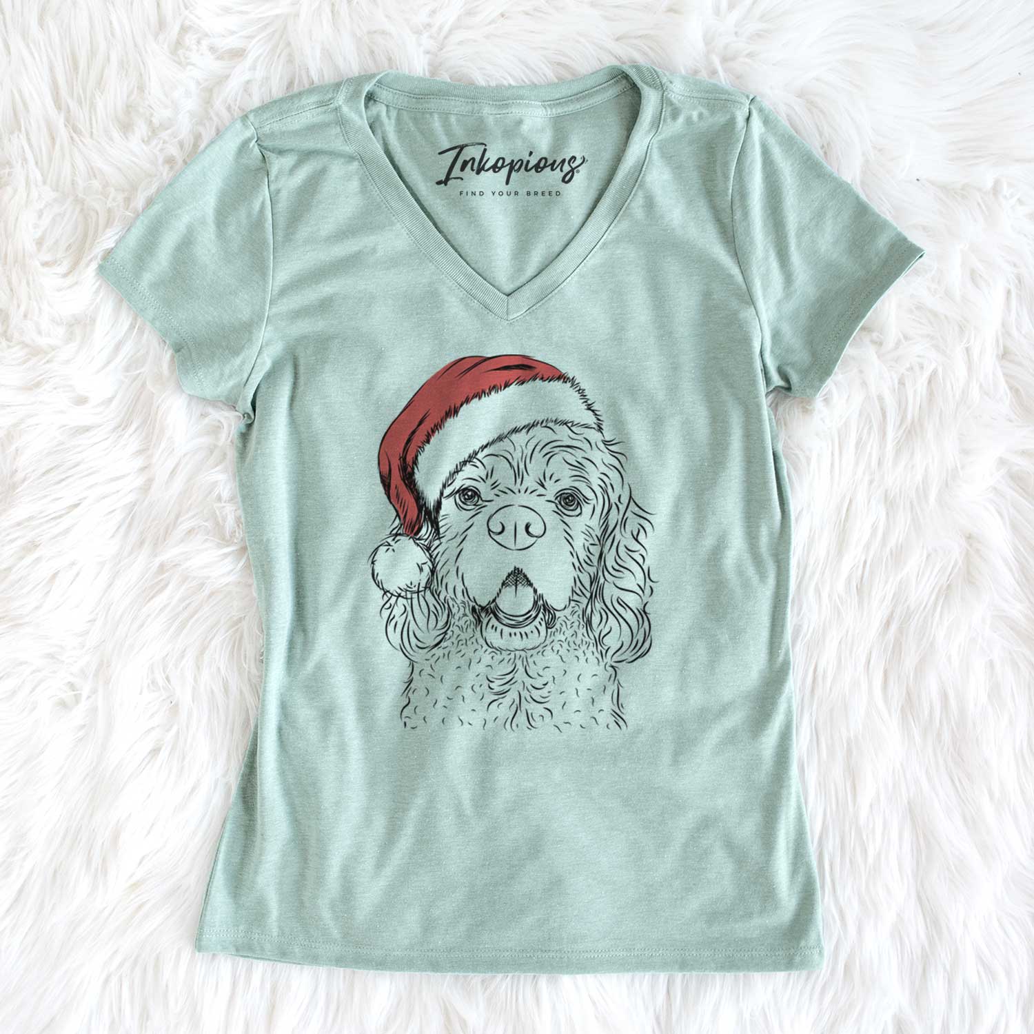 Santa Casey the American Cocker Spaniel - Women's V-neck Shirt