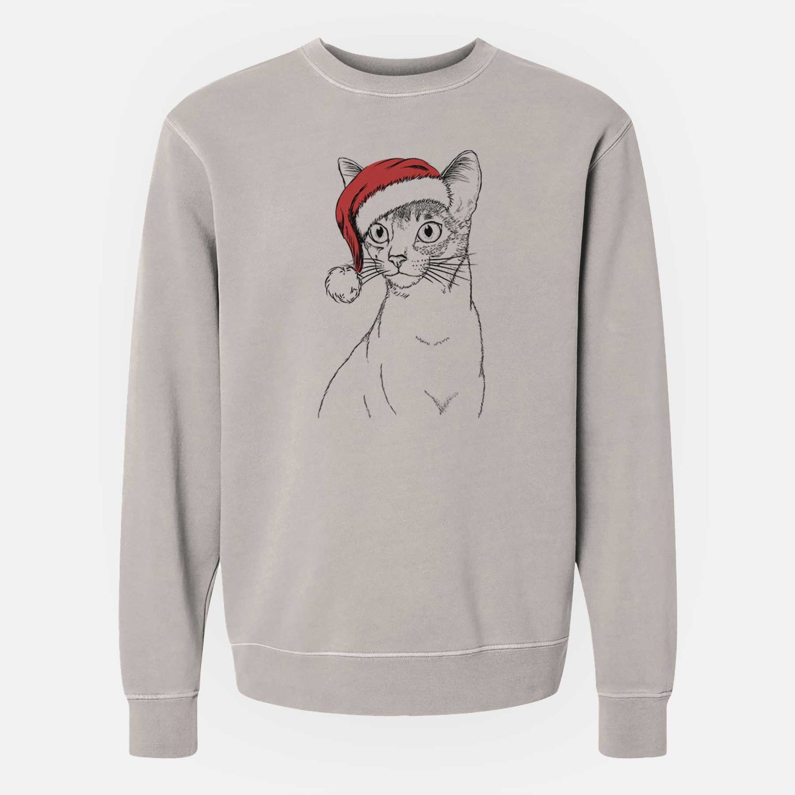 Santa Cedric the Abyssinian Cat - Unisex Pigment Dyed Crew Sweatshirt