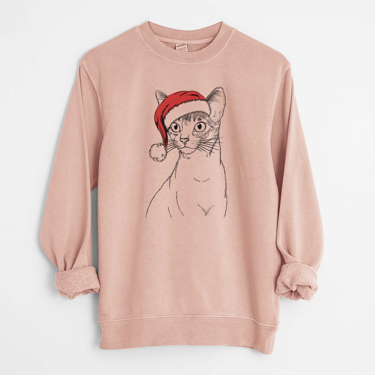 Santa Cedric the Abyssinian Cat - Unisex Pigment Dyed Crew Sweatshirt