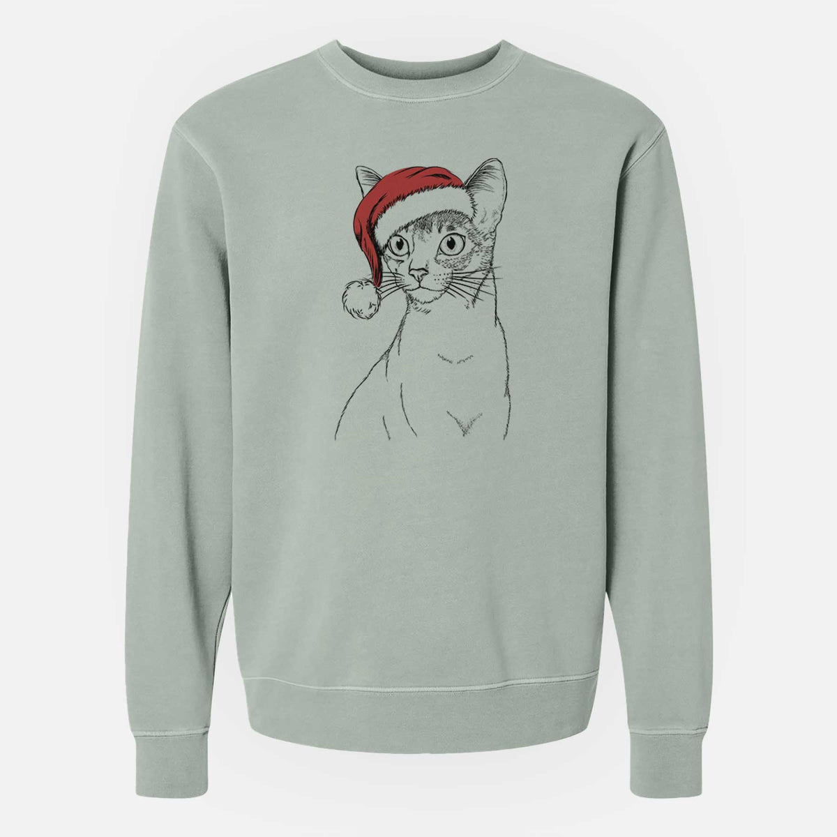 Santa Cedric the Abyssinian Cat - Unisex Pigment Dyed Crew Sweatshirt
