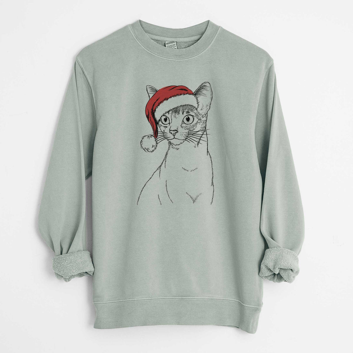 Santa Cedric the Abyssinian Cat - Unisex Pigment Dyed Crew Sweatshirt