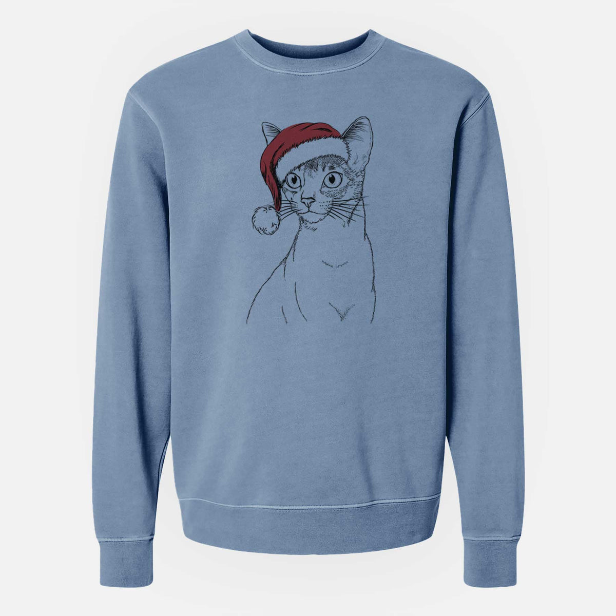 Santa Cedric the Abyssinian Cat - Unisex Pigment Dyed Crew Sweatshirt