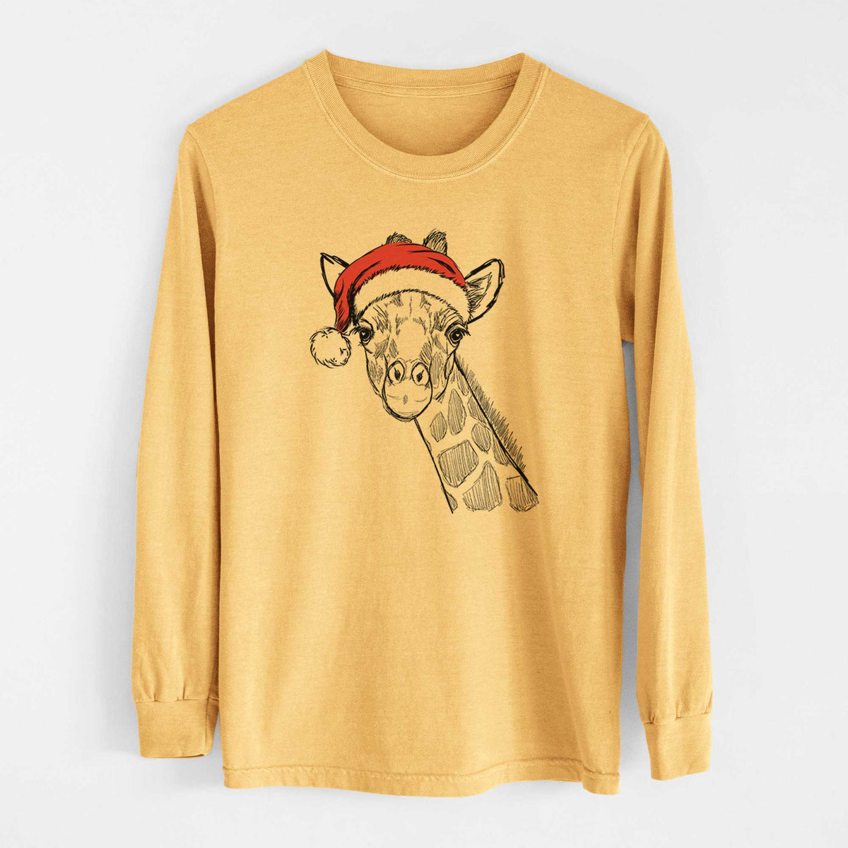 Santa Cedrick the Giraffe - Heavyweight 100% Cotton Long Sleeve