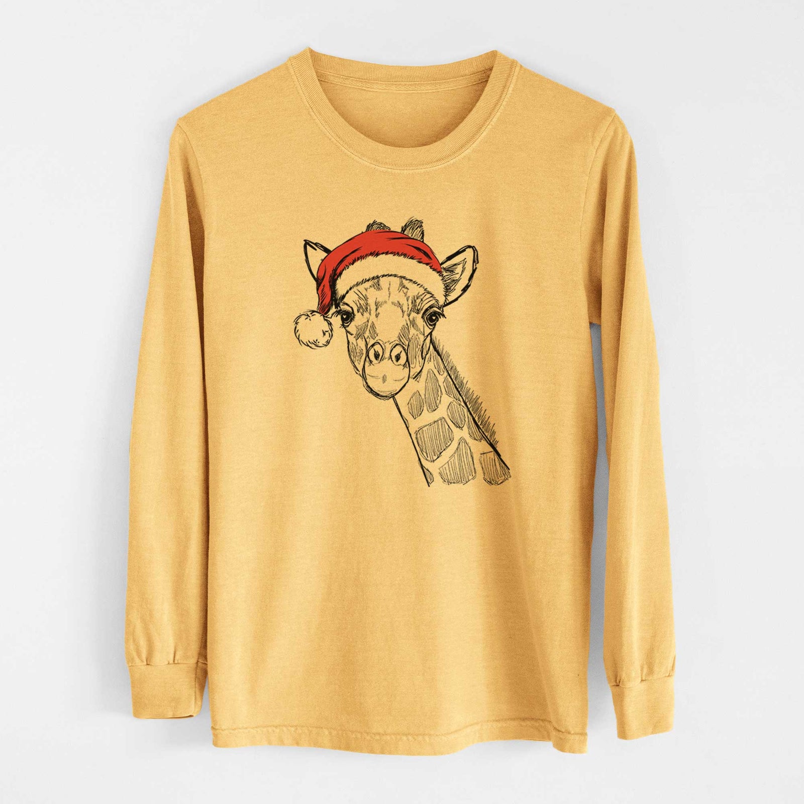 Santa Cedrick the Giraffe - Heavyweight 100% Cotton Long Sleeve