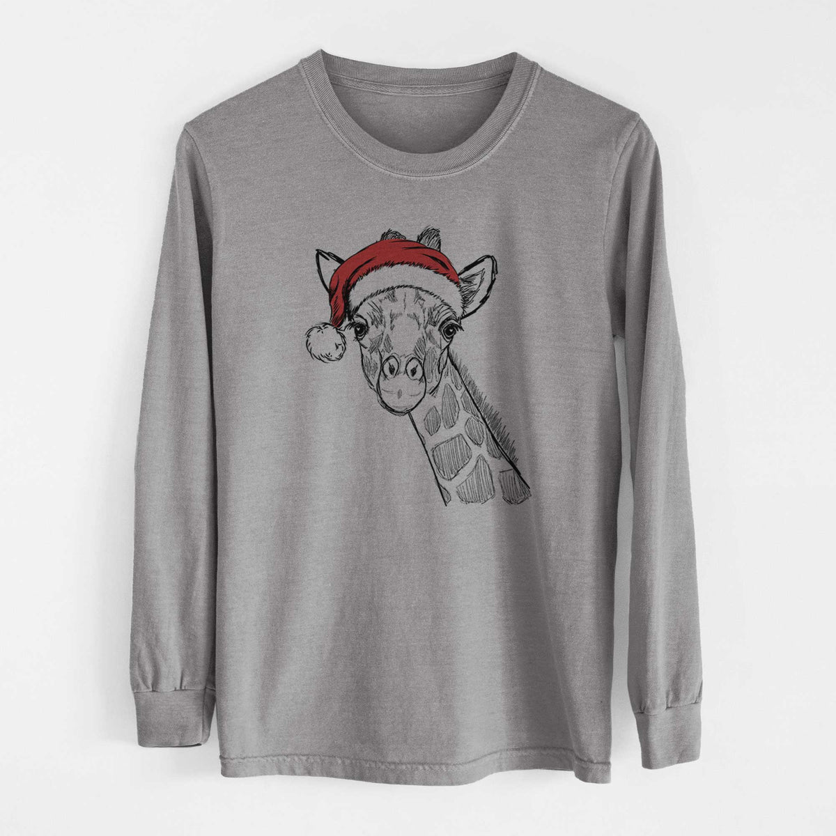 Santa Cedrick the Giraffe - Heavyweight 100% Cotton Long Sleeve