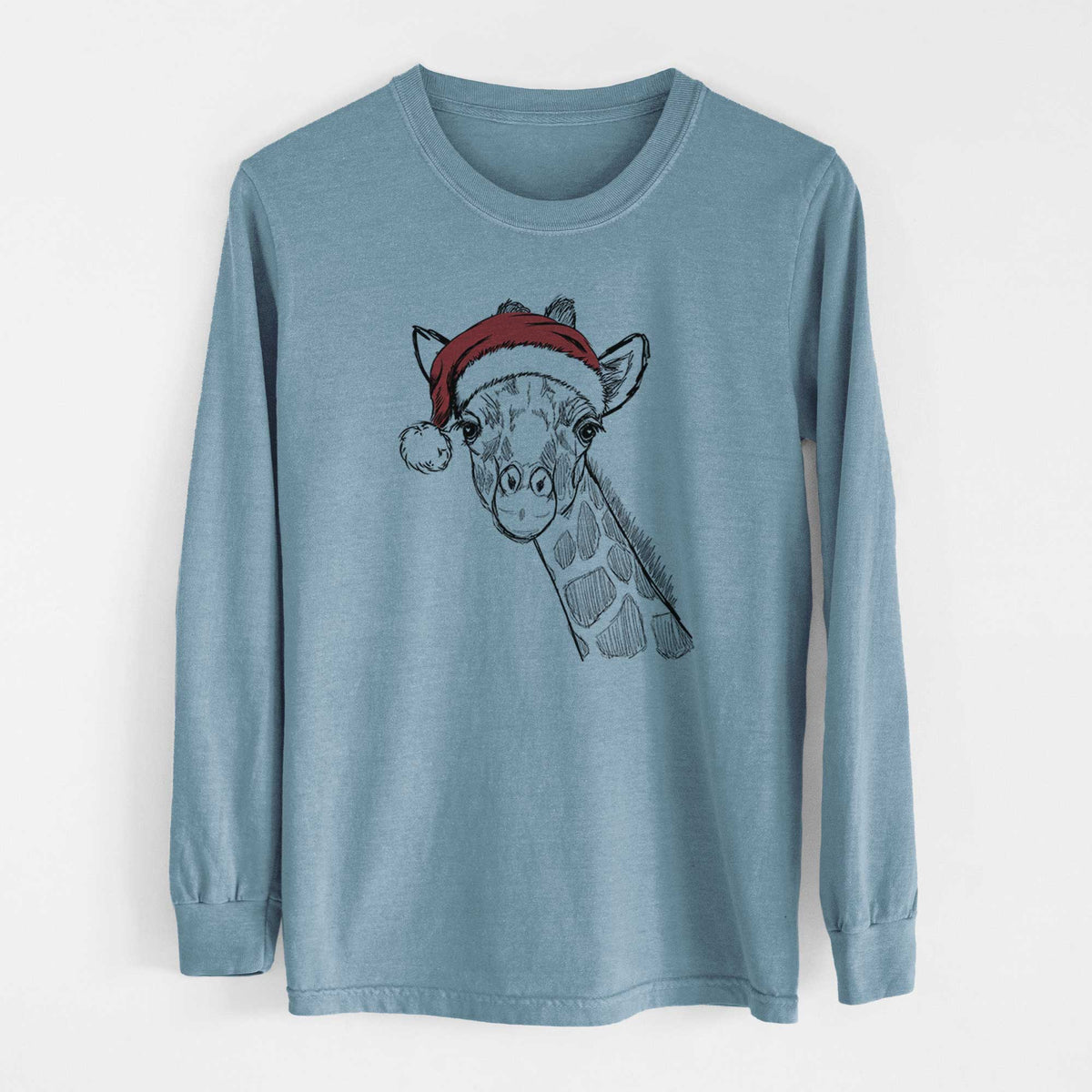 Santa Cedrick the Giraffe - Heavyweight 100% Cotton Long Sleeve
