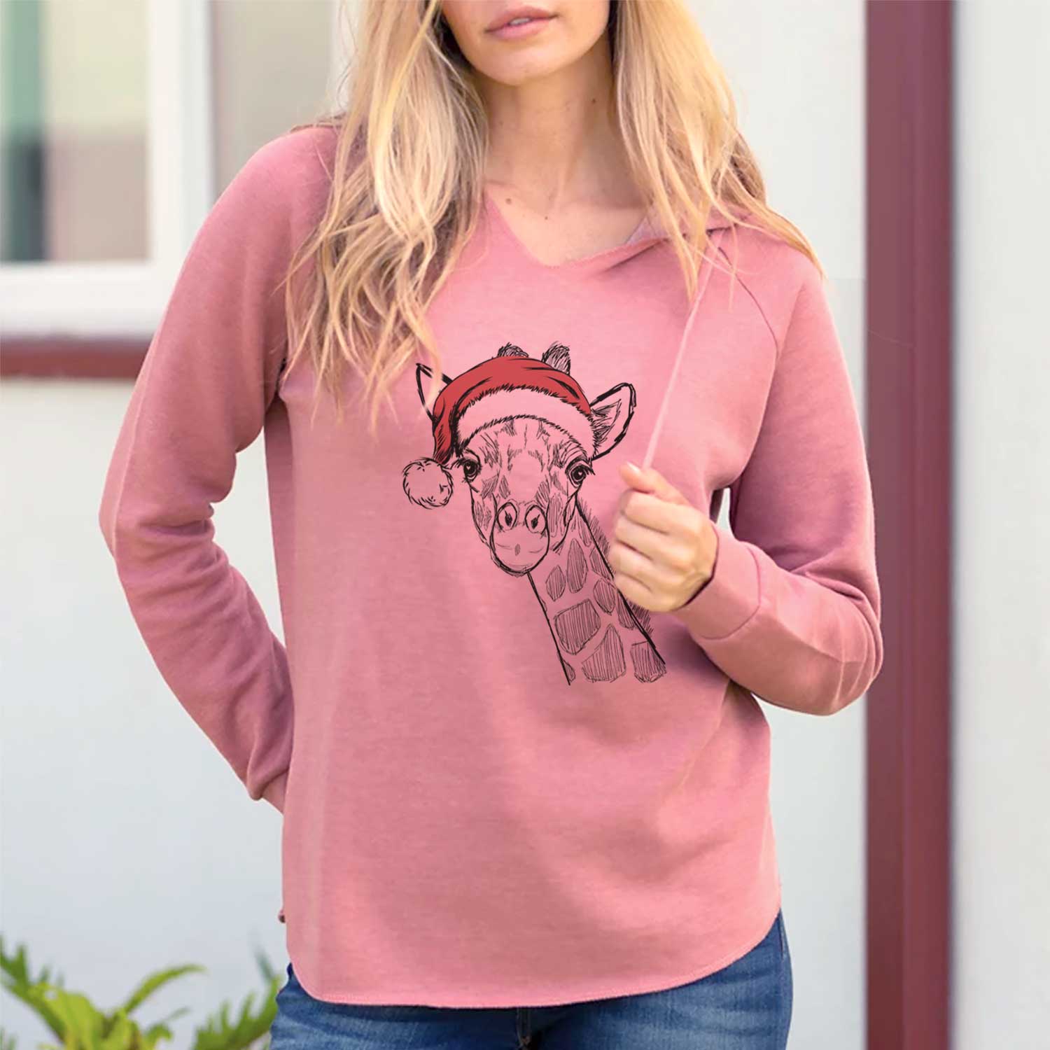 Santa Cedrick the Giraffe - Cali Wave Hooded Sweatshirt