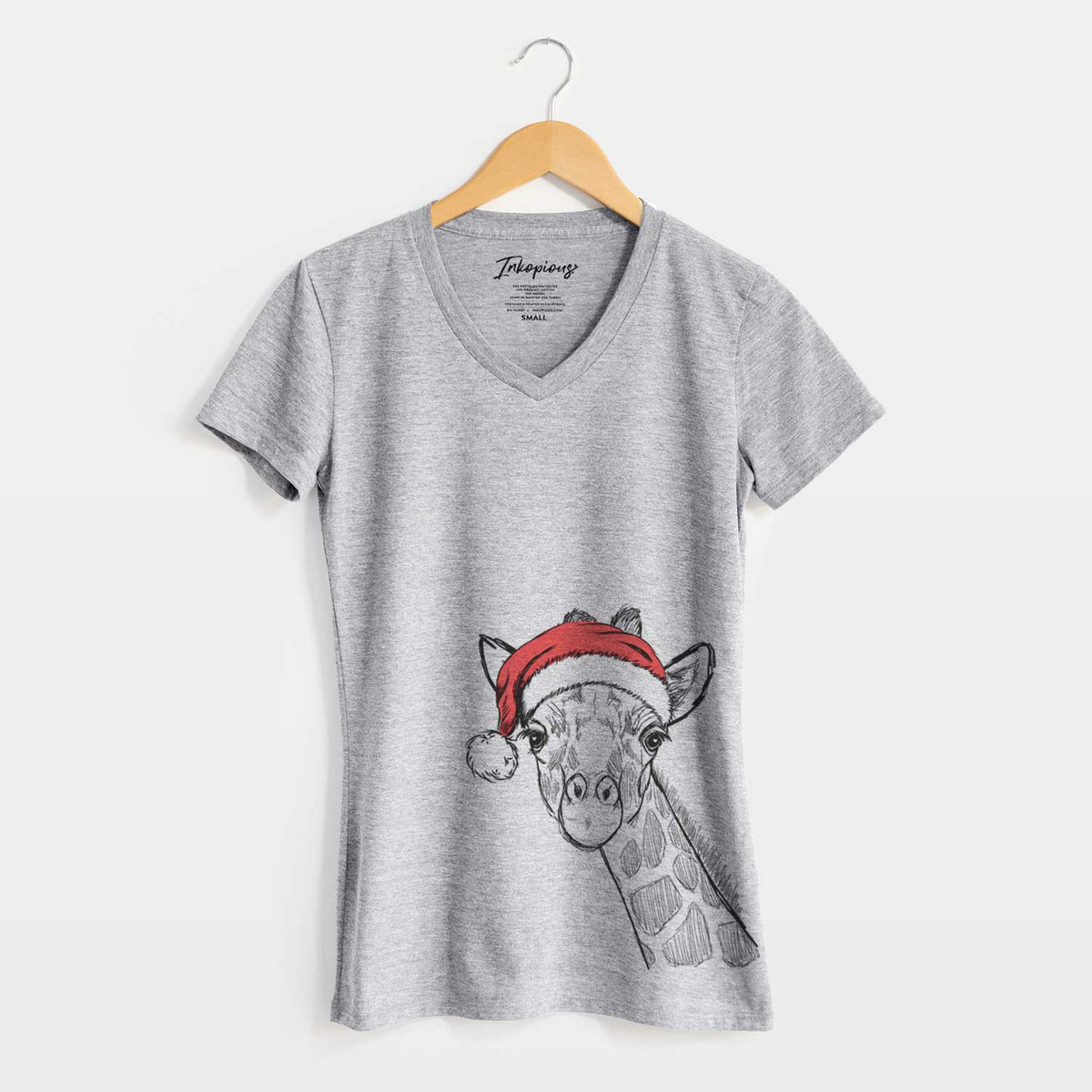 Santa Cedrick the Giraffe - Women's V-neck Shirt