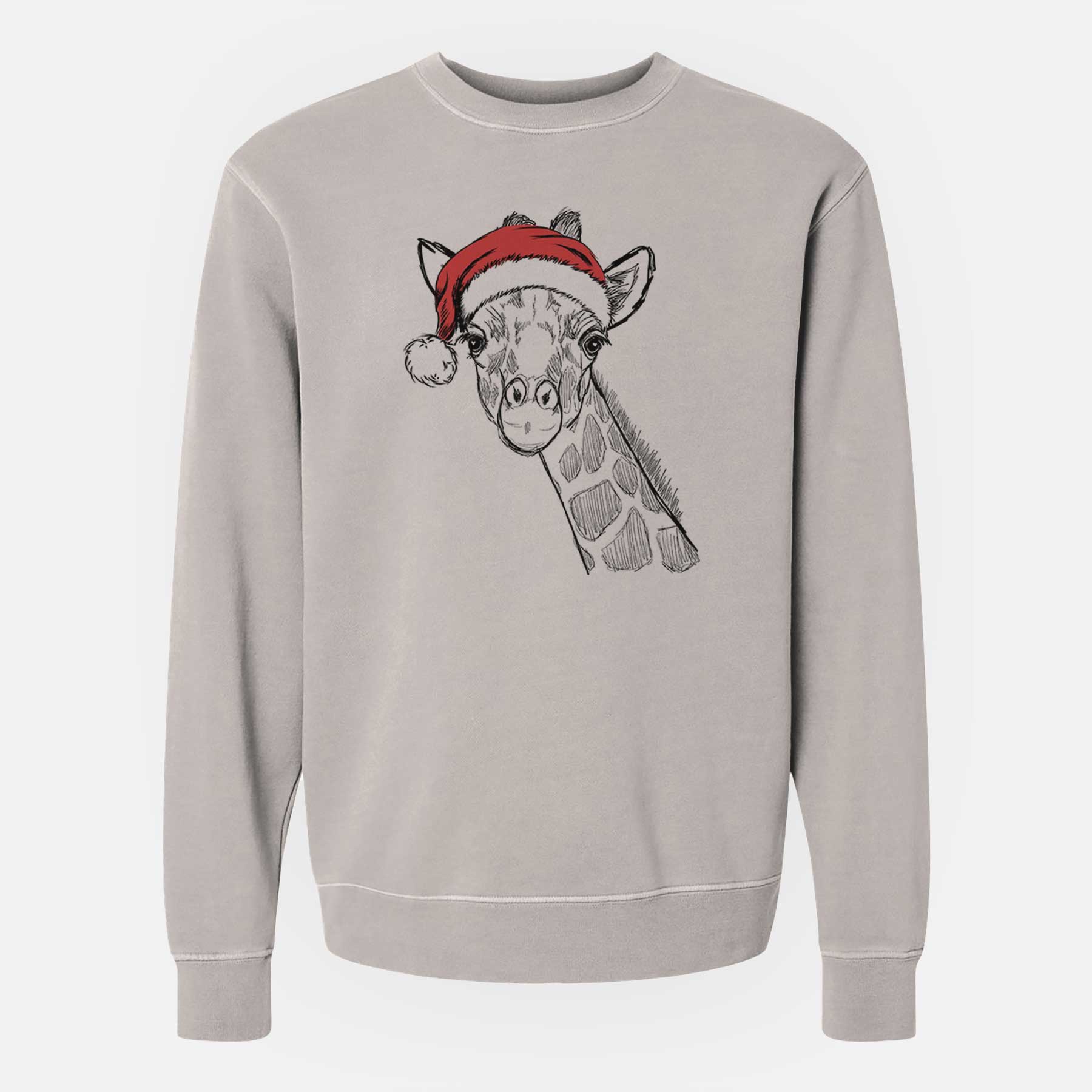 Santa Cedrick the Giraffe - Unisex Pigment Dyed Crew Sweatshirt