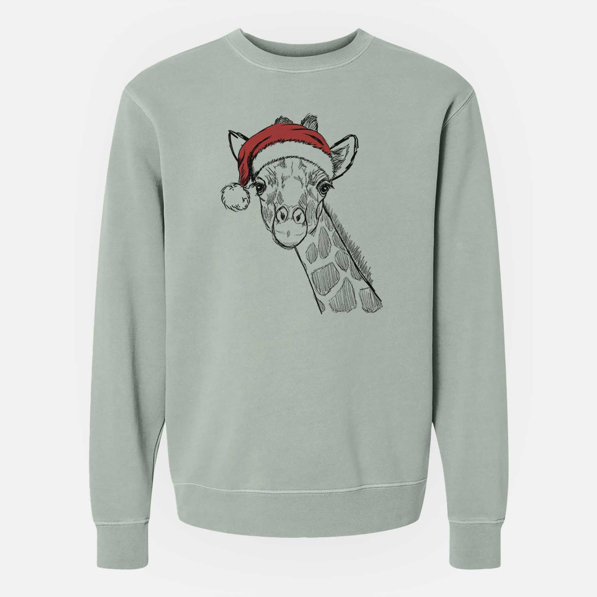Santa Cedrick the Giraffe - Unisex Pigment Dyed Crew Sweatshirt