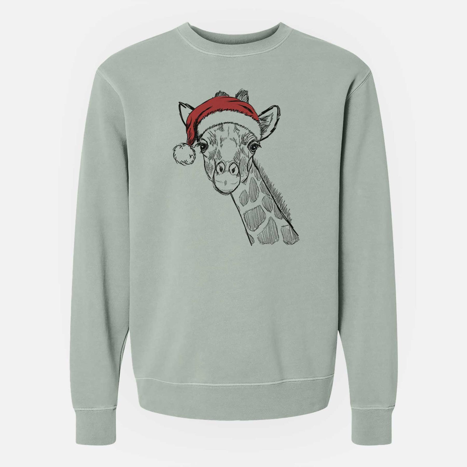 Santa Cedrick the Giraffe - Unisex Pigment Dyed Crew Sweatshirt