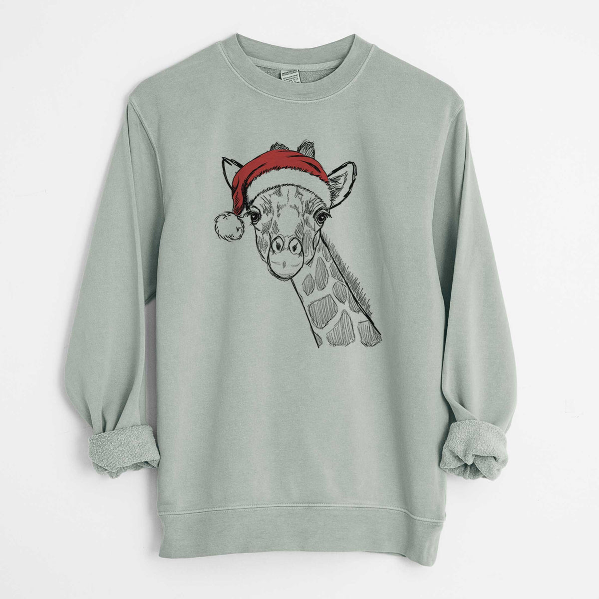 Santa Cedrick the Giraffe - Unisex Pigment Dyed Crew Sweatshirt