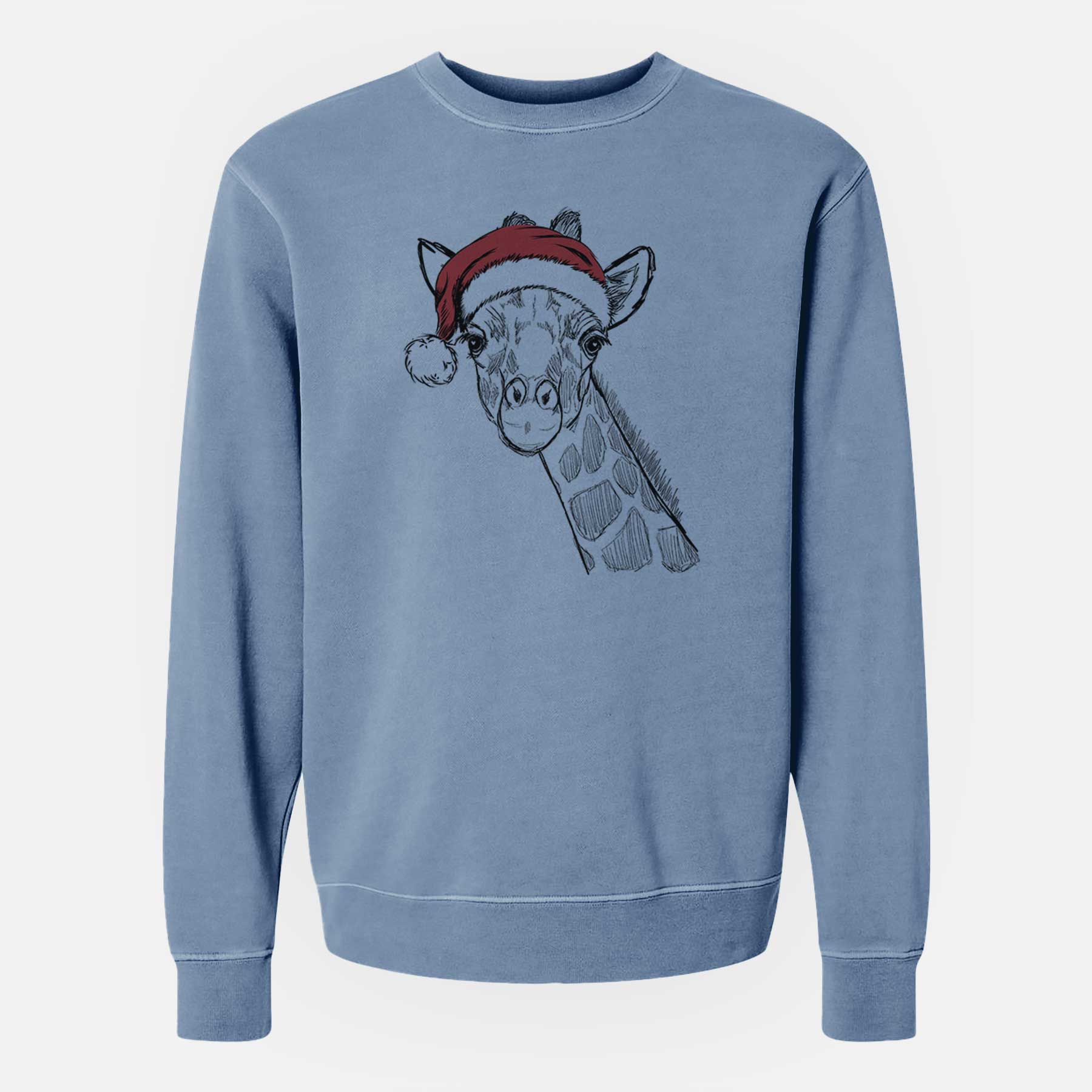 Santa Cedrick the Giraffe - Unisex Pigment Dyed Crew Sweatshirt