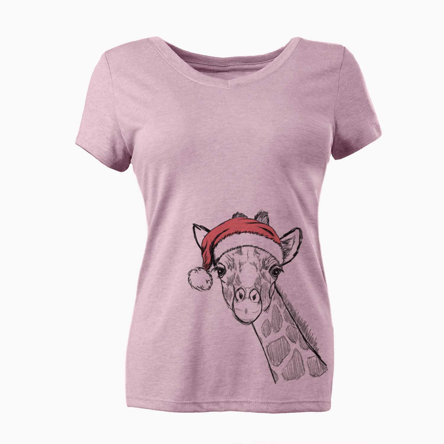 Santa Cedrick the Giraffe - Women's V-neck Shirt