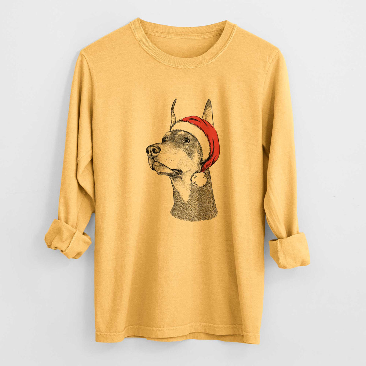 Santa Cenza the Doberman Pinscher - Heavyweight 100% Cotton Long Sleeve