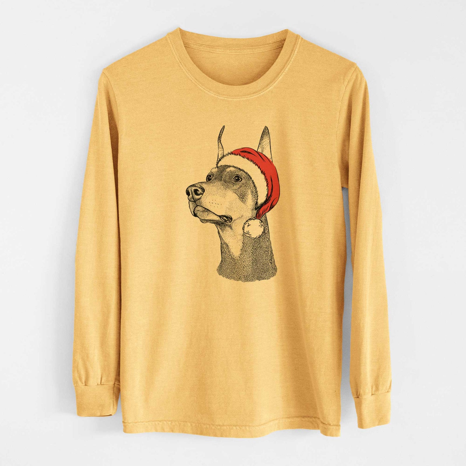 Santa Cenza the Doberman Pinscher - Heavyweight 100% Cotton Long Sleeve