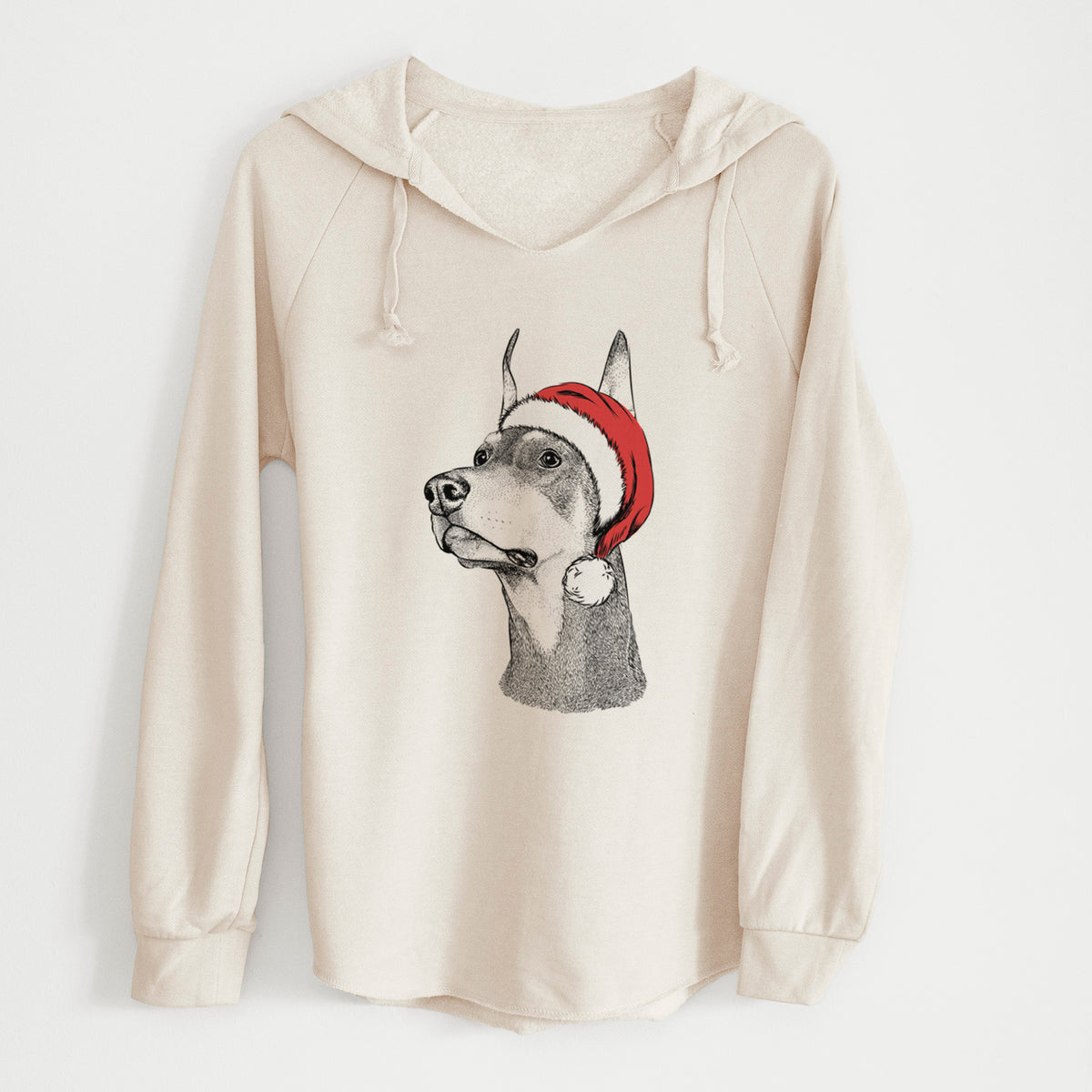 Santa Cenza the Doberman Pinscher - Cali Wave Hooded Sweatshirt
