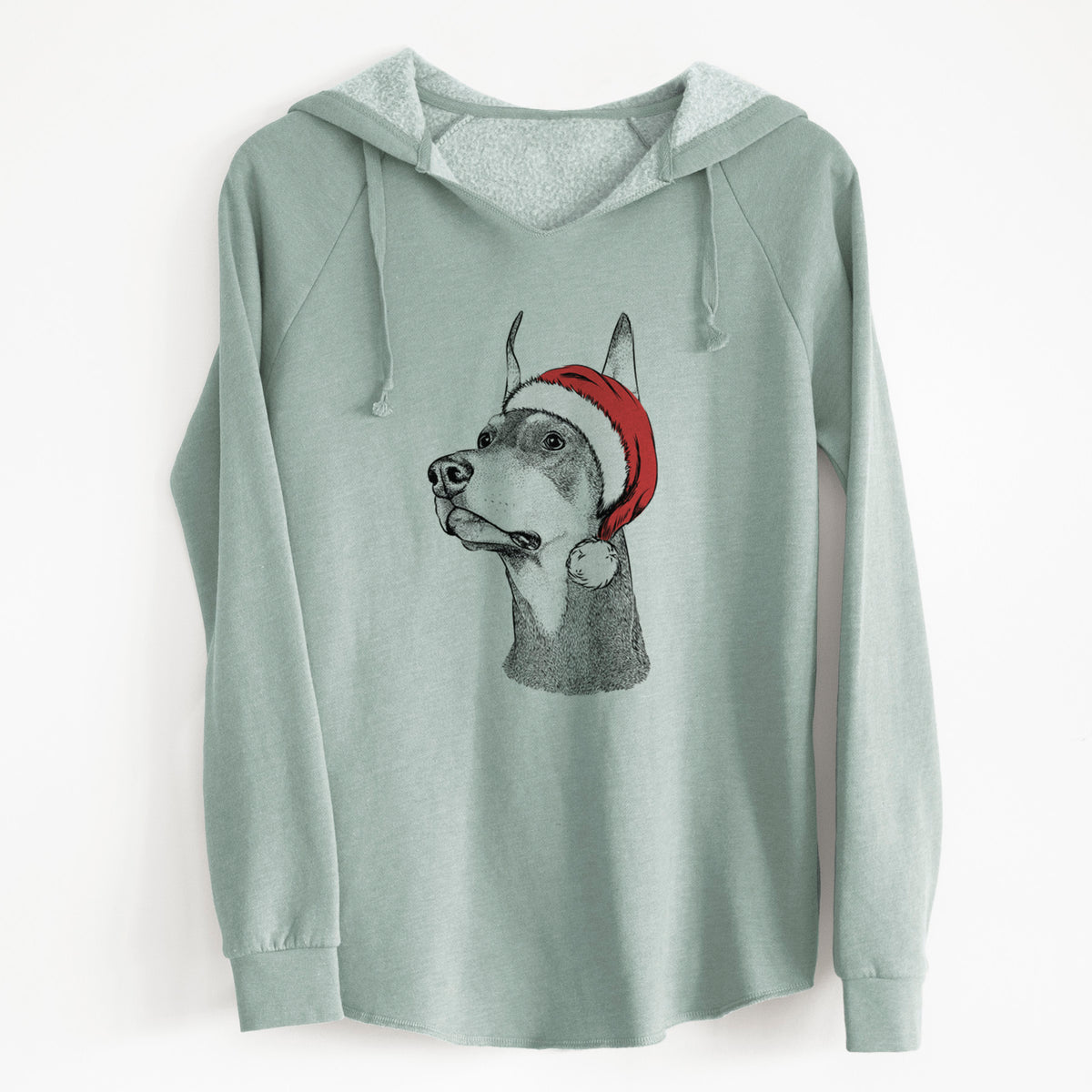 Santa Cenza the Doberman Pinscher - Cali Wave Hooded Sweatshirt