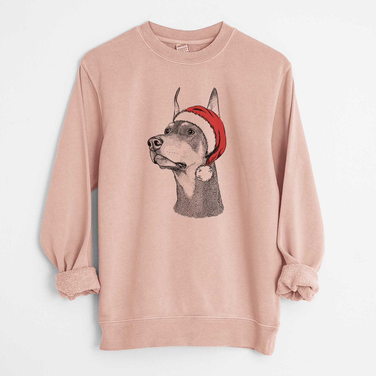 Santa Cenza the Doberman Pinscher - Unisex Pigment Dyed Crew Sweatshirt