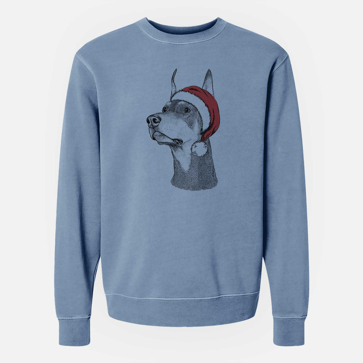 Santa Cenza the Doberman Pinscher - Unisex Pigment Dyed Crew Sweatshirt
