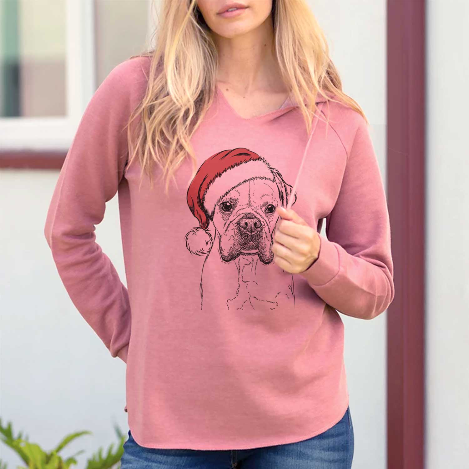 Santa Champion Bentley the Boxer - Cali Wave Hooded Sweatshirt