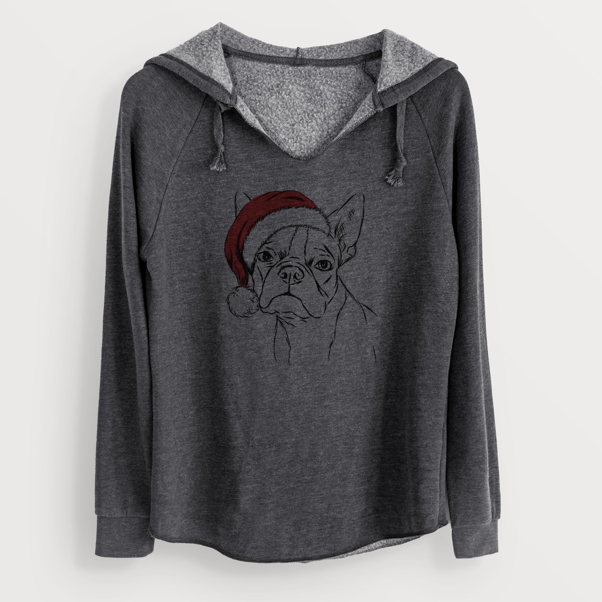 Santa Charles the Boston Terrier - Cali Wave Hooded Sweatshirt