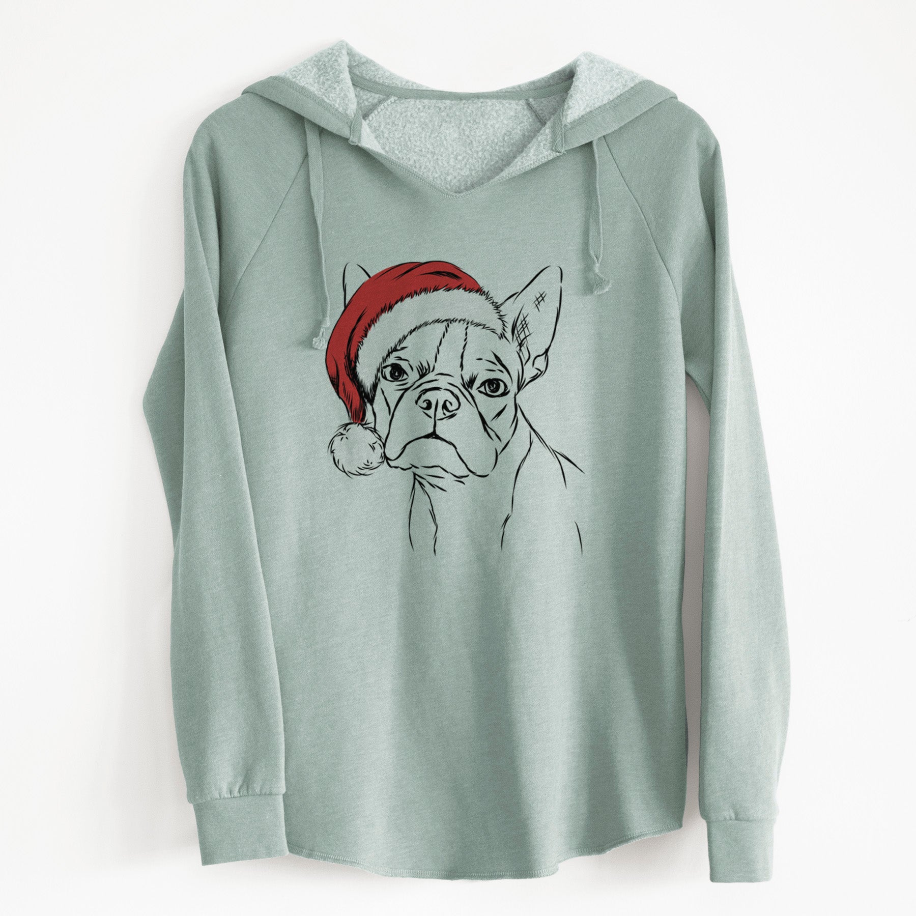 Santa Charles the Boston Terrier - Cali Wave Hooded Sweatshirt