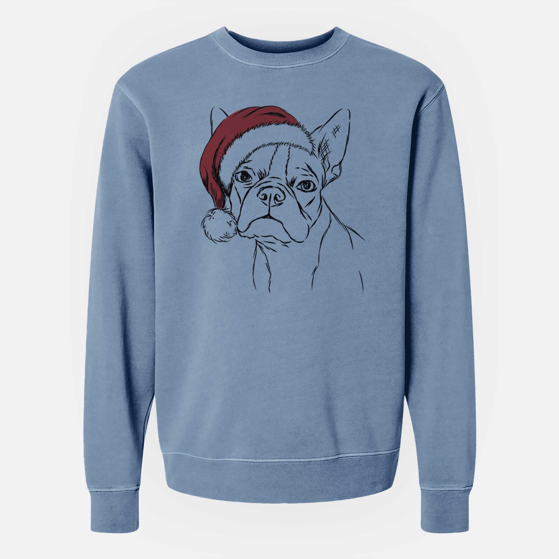 Santa Charles the Boston Terrier - Unisex Pigment Dyed Crew Sweatshirt