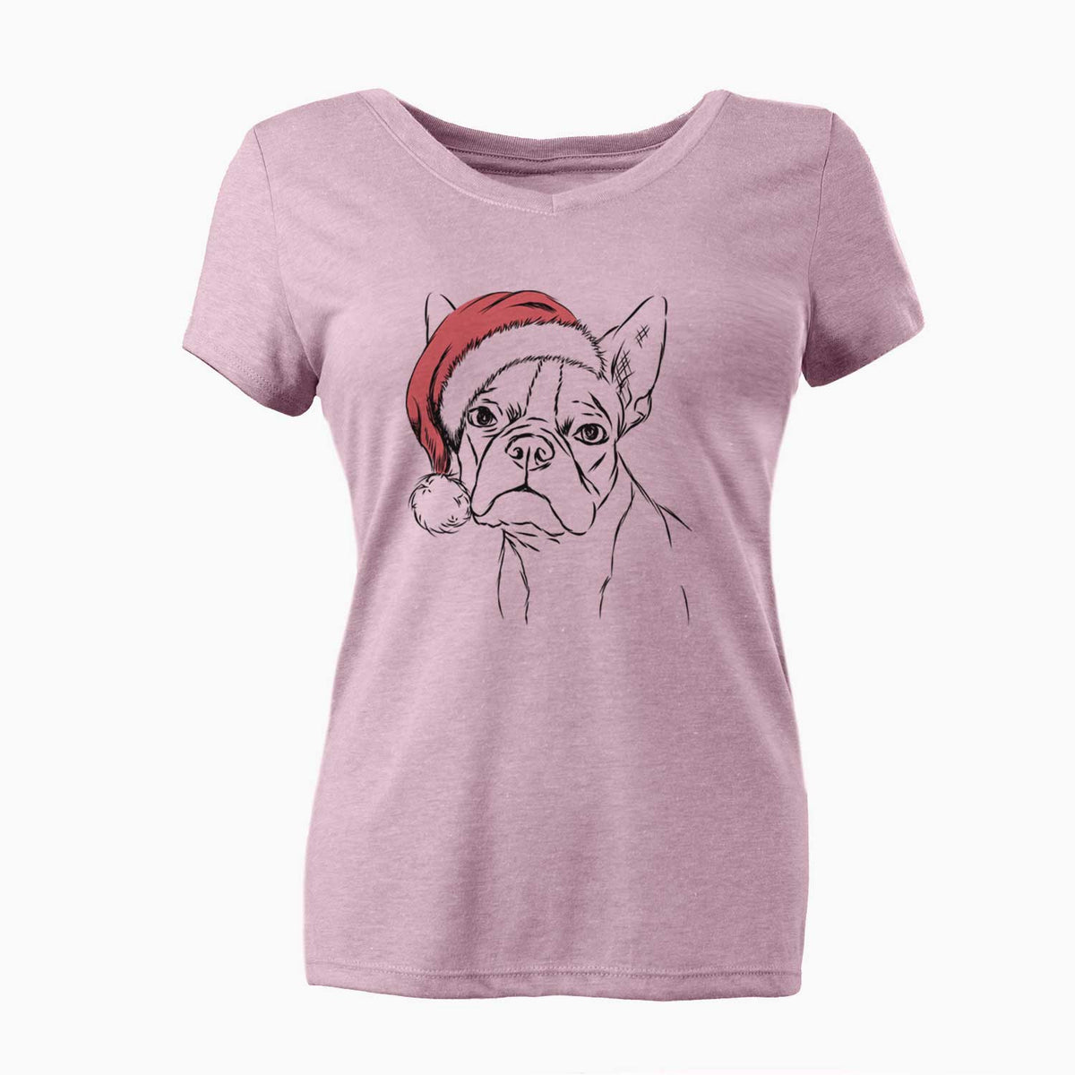 Santa Charles the Boston Terrier - Women's V-neck Shirt