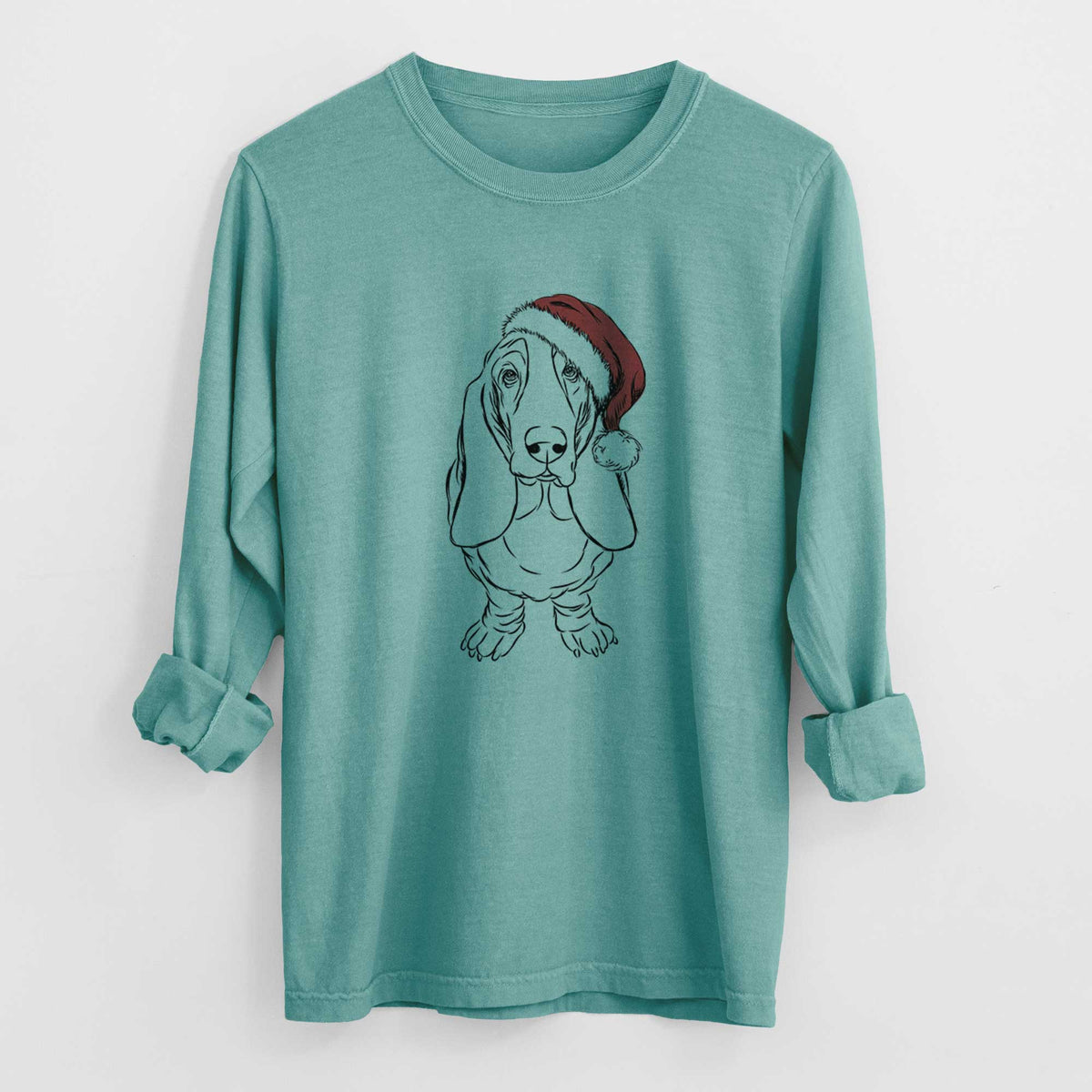 Santa Charlie the Basset Hound - Heavyweight 100% Cotton Long Sleeve