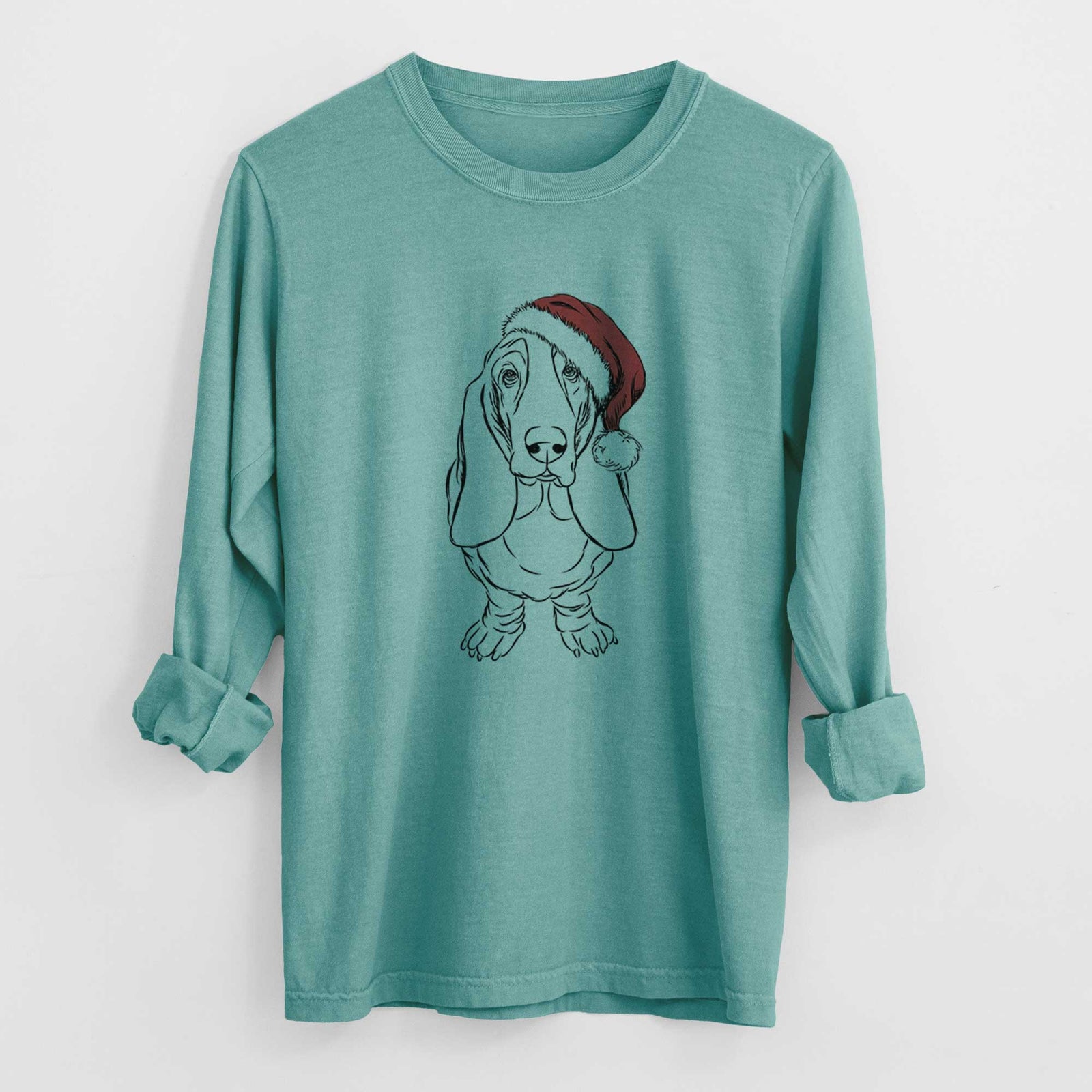 Santa Charlie the Basset Hound - Heavyweight 100% Cotton Long Sleeve