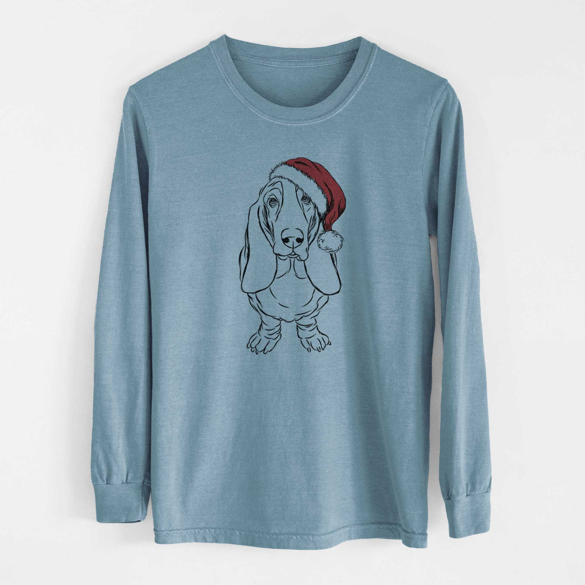 Santa Charlie the Basset Hound - Heavyweight 100% Cotton Long Sleeve