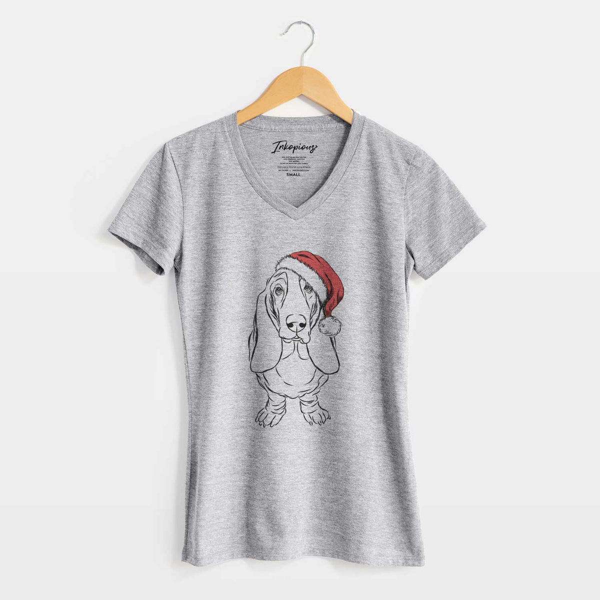Santa Charlie the Basset Hound - Women's V-neck Shirt