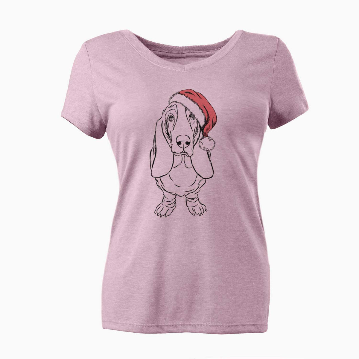 Santa Charlie the Basset Hound - Women's V-neck Shirt