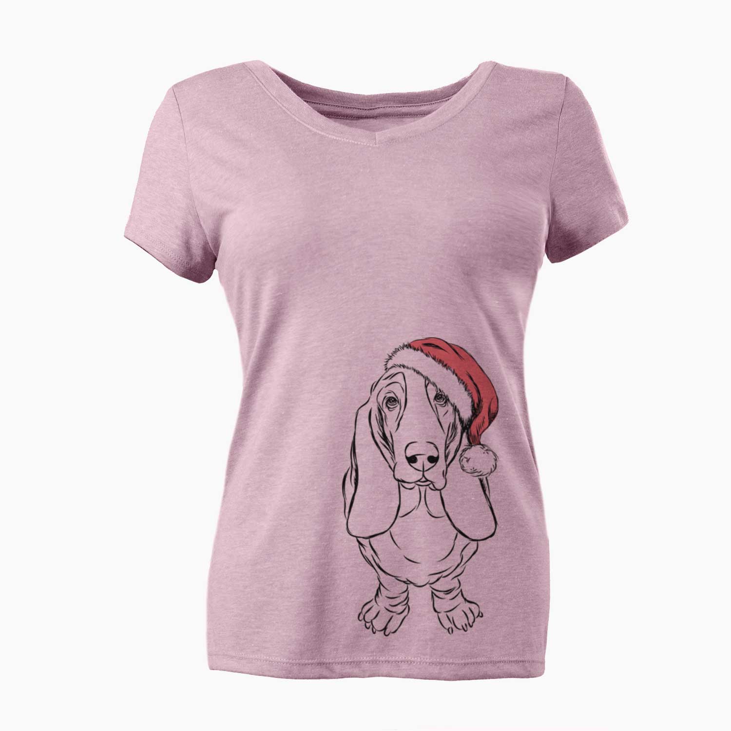 Santa Charlie the Basset Hound - Women's V-neck Shirt