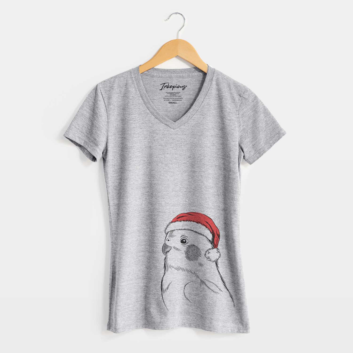 Santa Charlie the Cockatiel - Women's V-neck Shirt