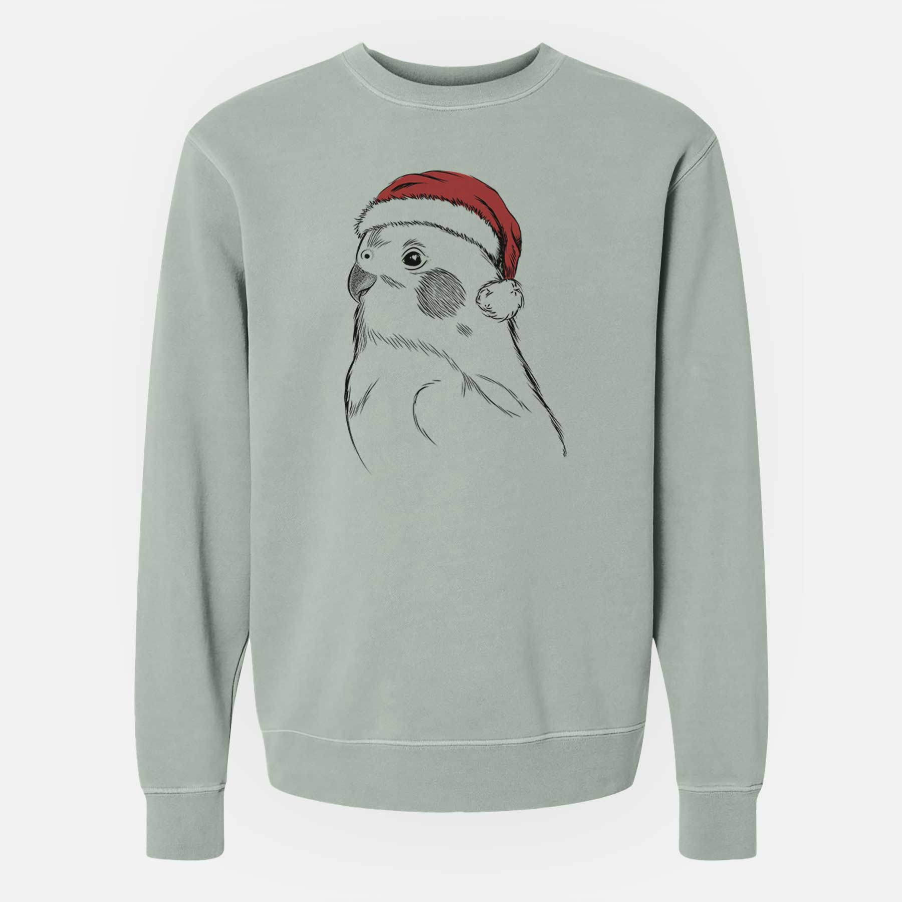 Santa Charlie the Cockatiel - Unisex Pigment Dyed Crew Sweatshirt