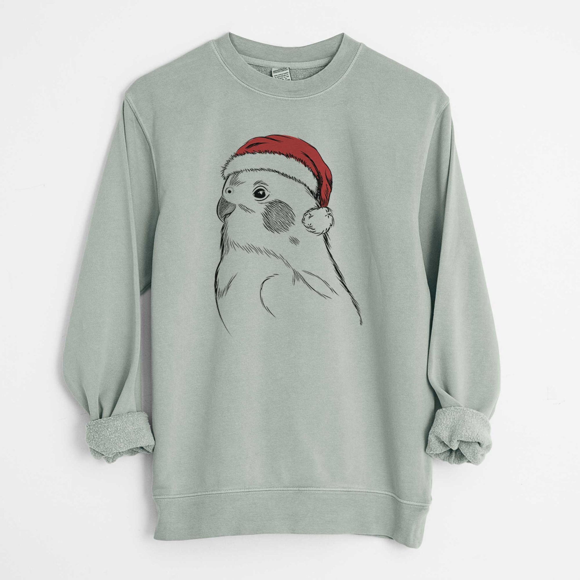 Santa Charlie the Cockatiel - Unisex Pigment Dyed Crew Sweatshirt