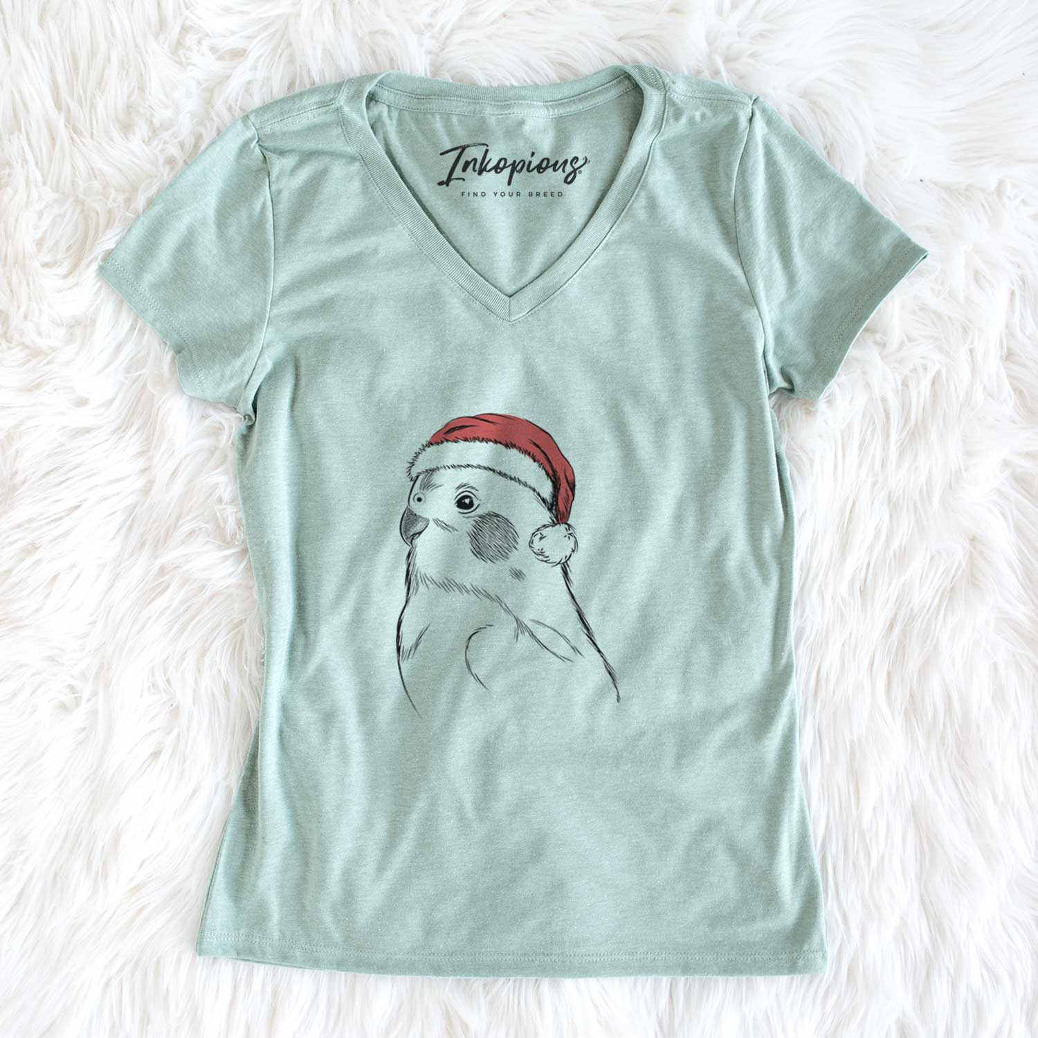 Santa Charlie the Cockatiel - Women's V-neck Shirt