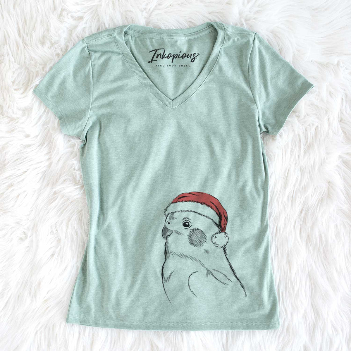 Santa Charlie the Cockatiel - Women&#39;s V-neck Shirt