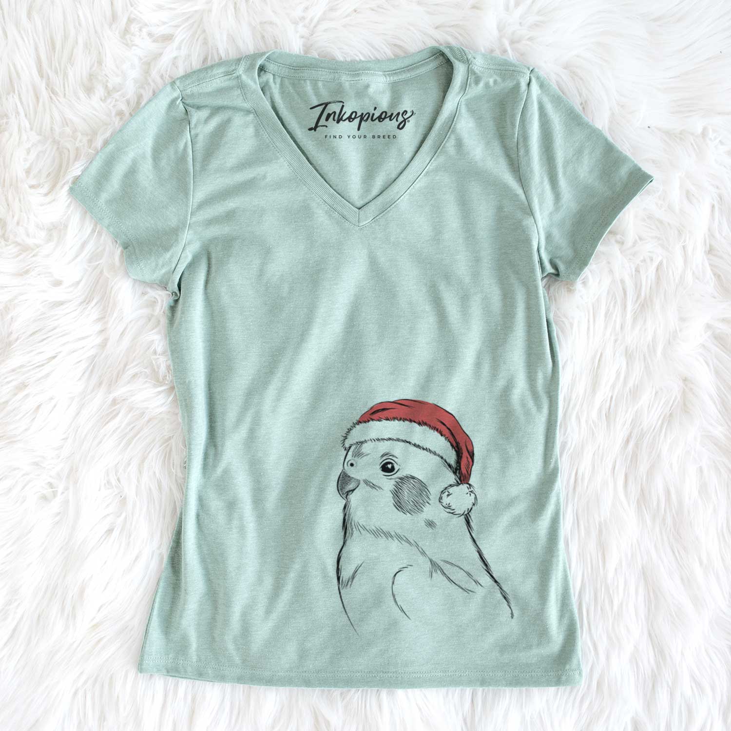 Santa Charlie the Cockatiel - Women's V-neck Shirt