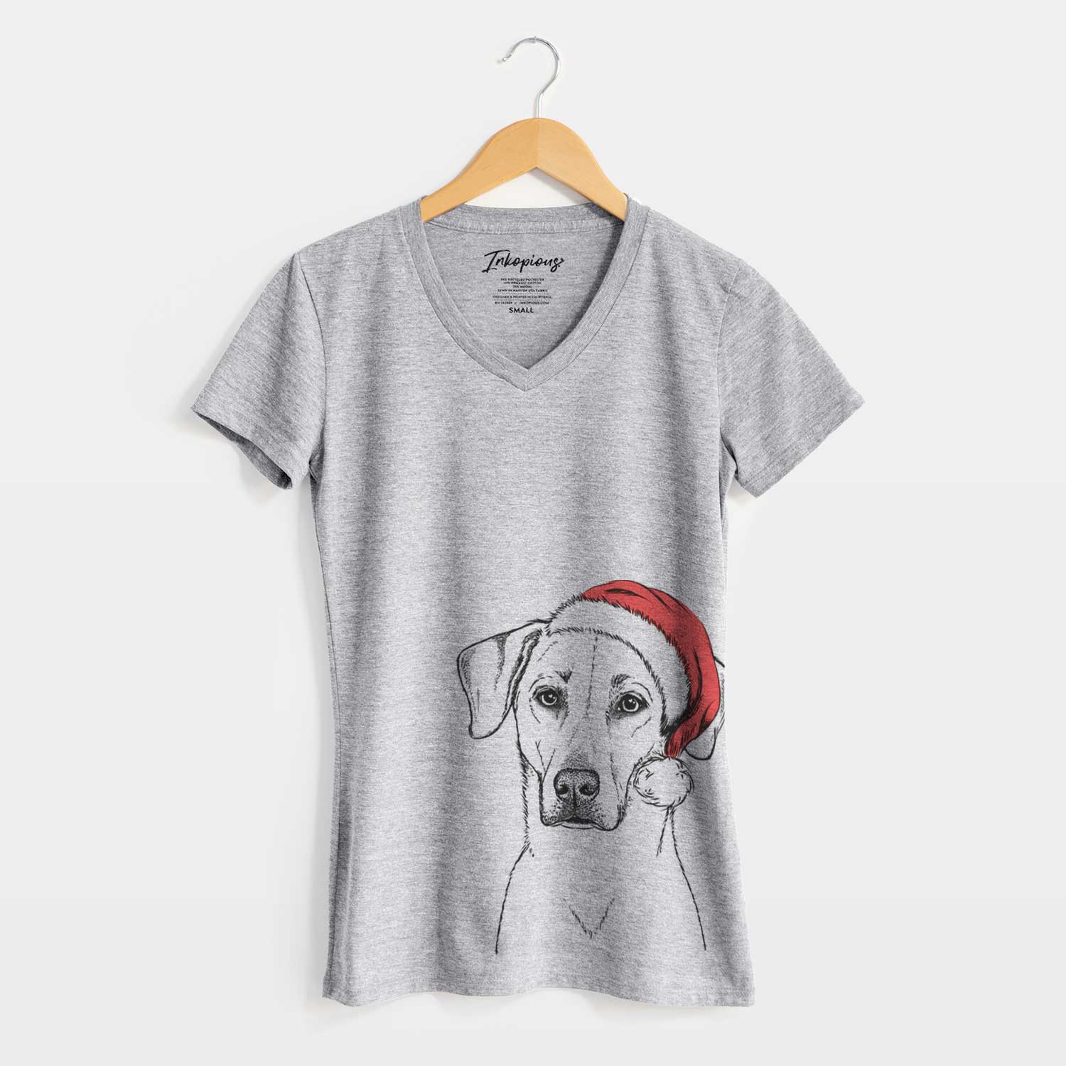 Santa Charlie Girl the Yellow Lab - Women's V-neck Shirt