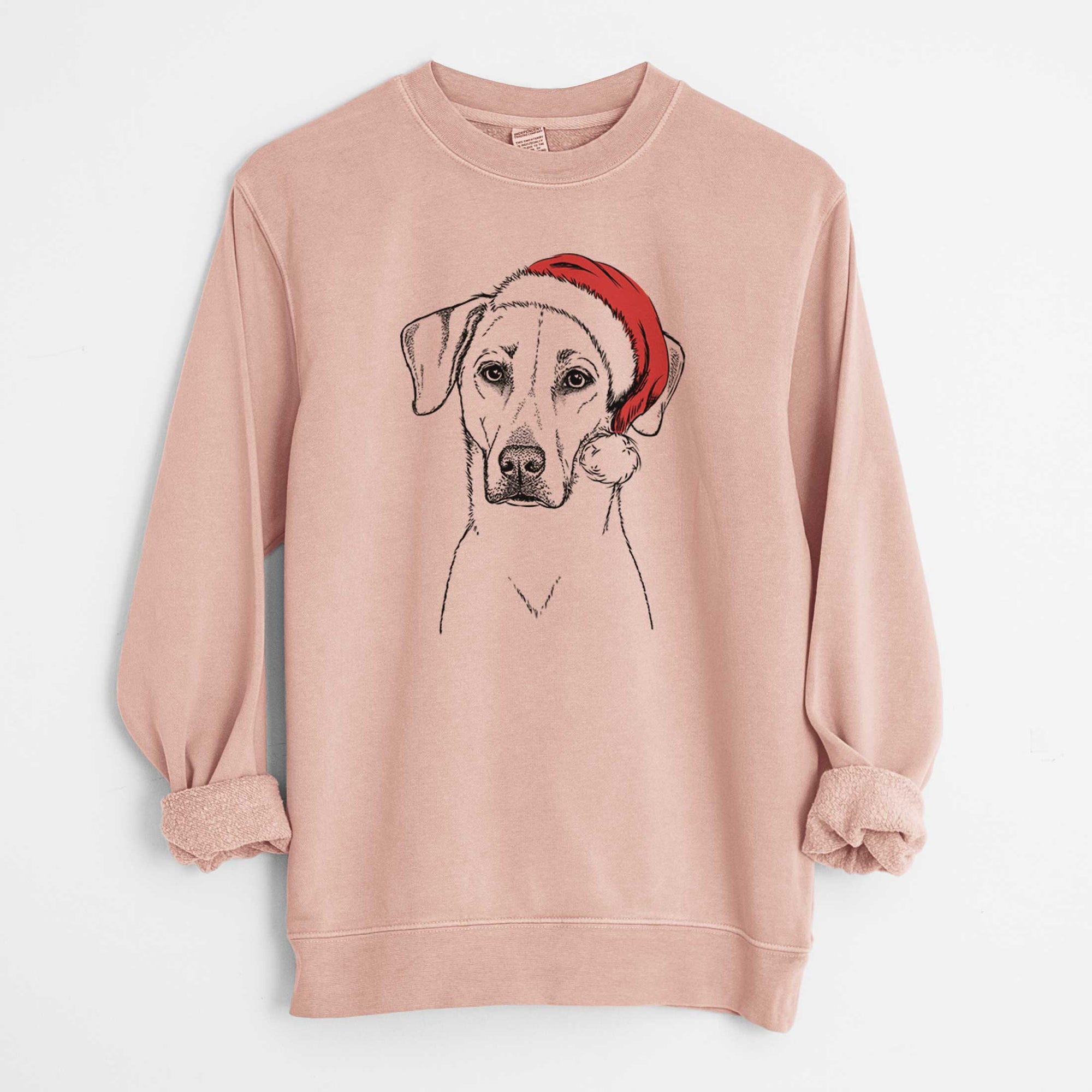 Santa Charlie Girl the Yellow Lab - Unisex Pigment Dyed Crew Sweatshirt