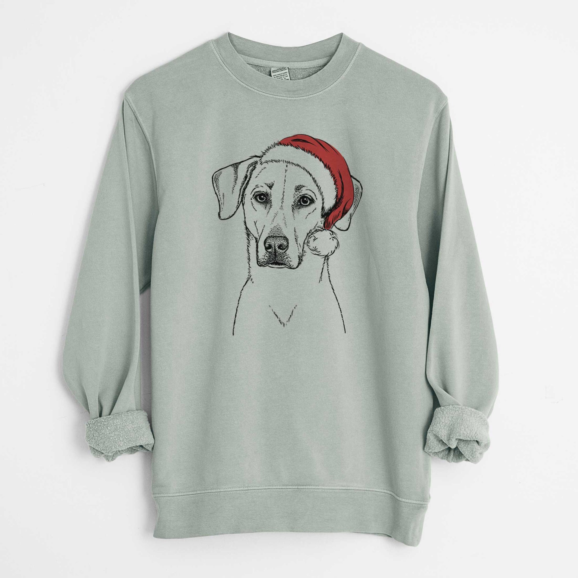 Santa Charlie Girl the Yellow Lab - Unisex Pigment Dyed Crew Sweatshirt