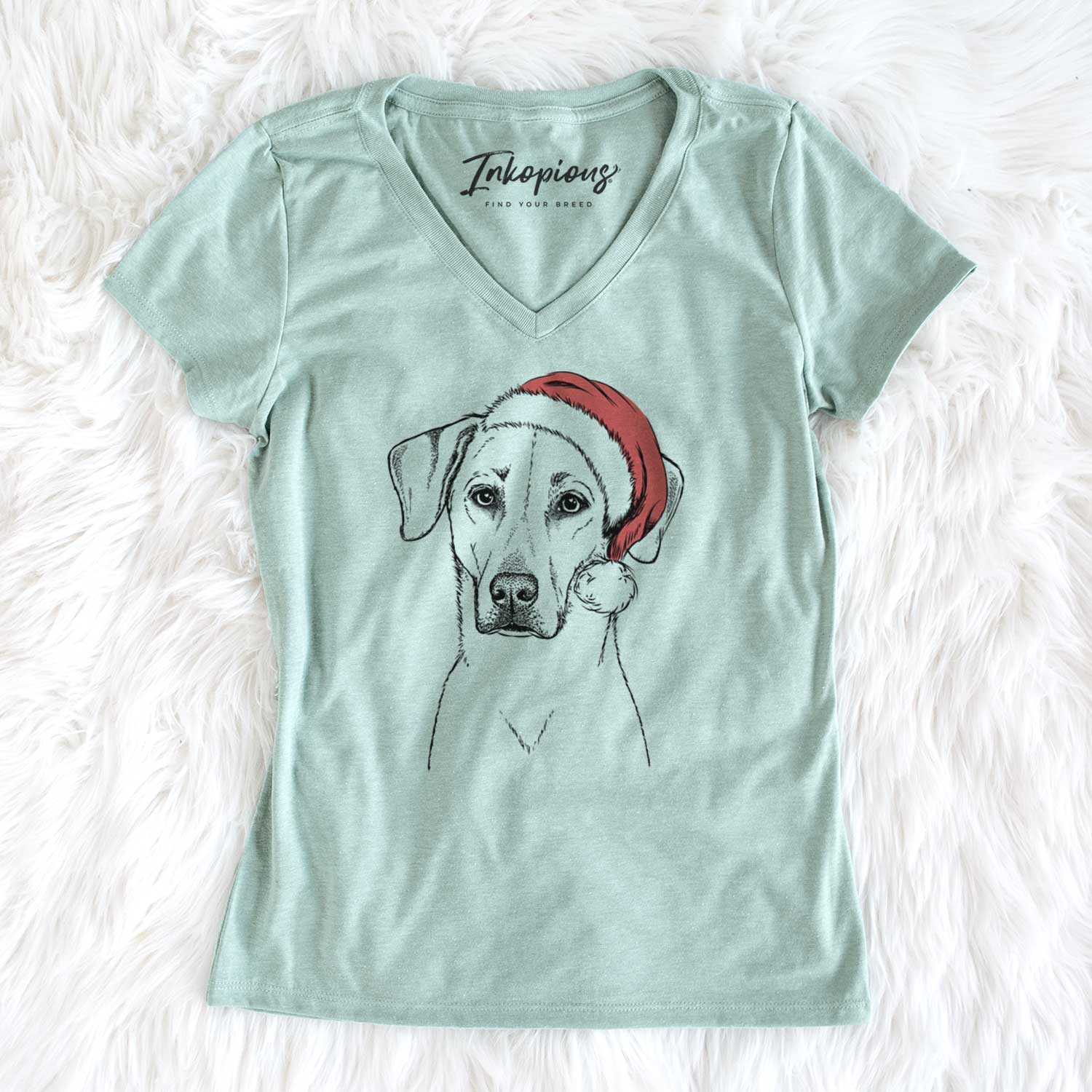 Santa Charlie Girl the Yellow Lab - Women's V-neck Shirt