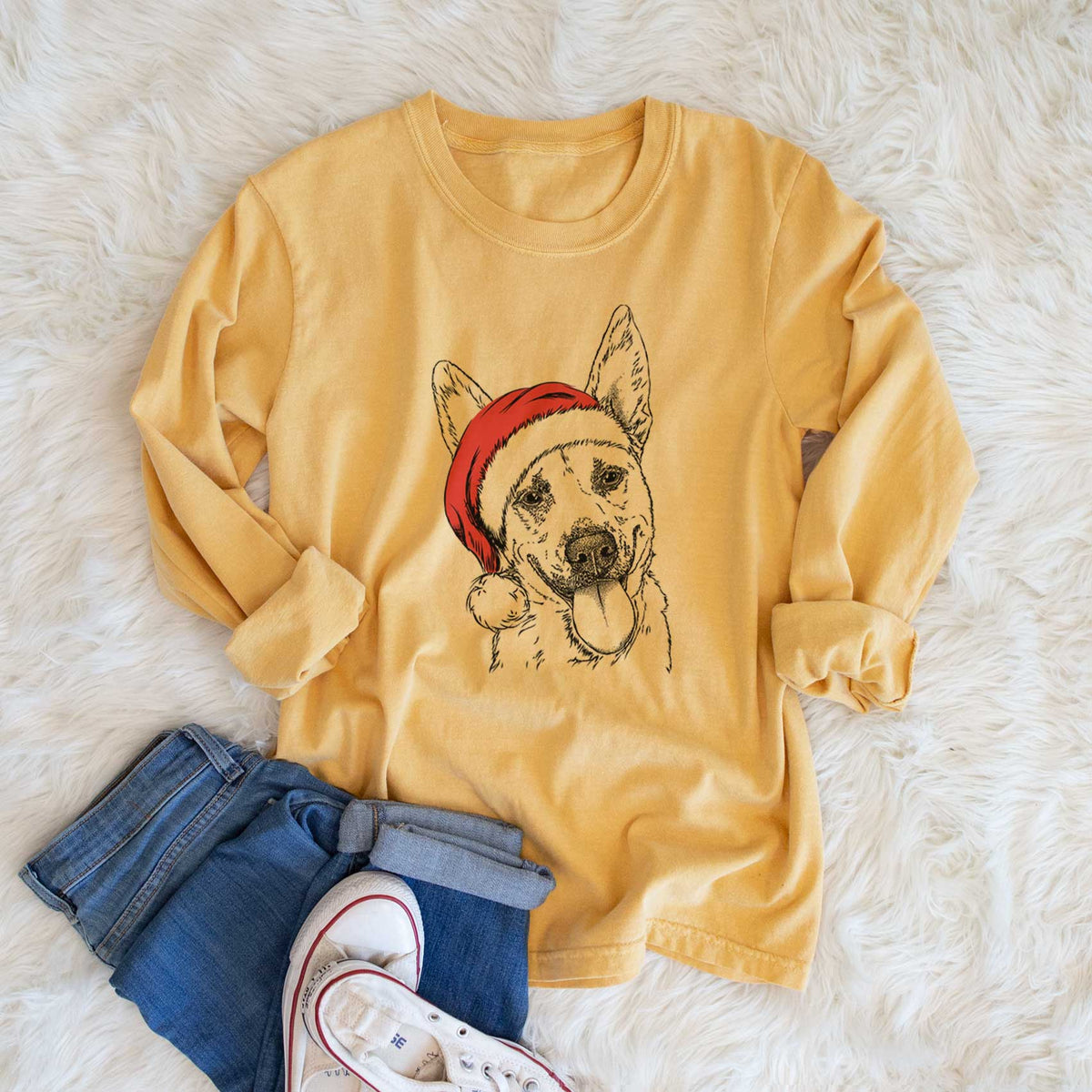 Santa Charlie the Mixed Breed - Heavyweight 100% Cotton Long Sleeve